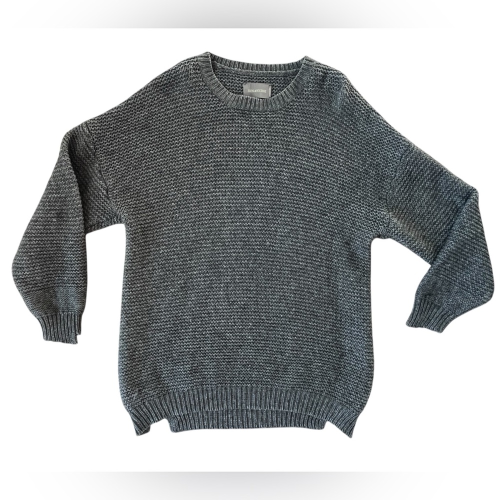 ZADIG & VOLTAIRE CHUNKY GREY KNIT SWEATER WOMENS SMALL MERINO WOOL BLEND